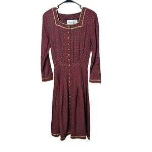 Vintage Kathie Lee for Plaza South Red Floral Button Up Maxi Dress Size 6